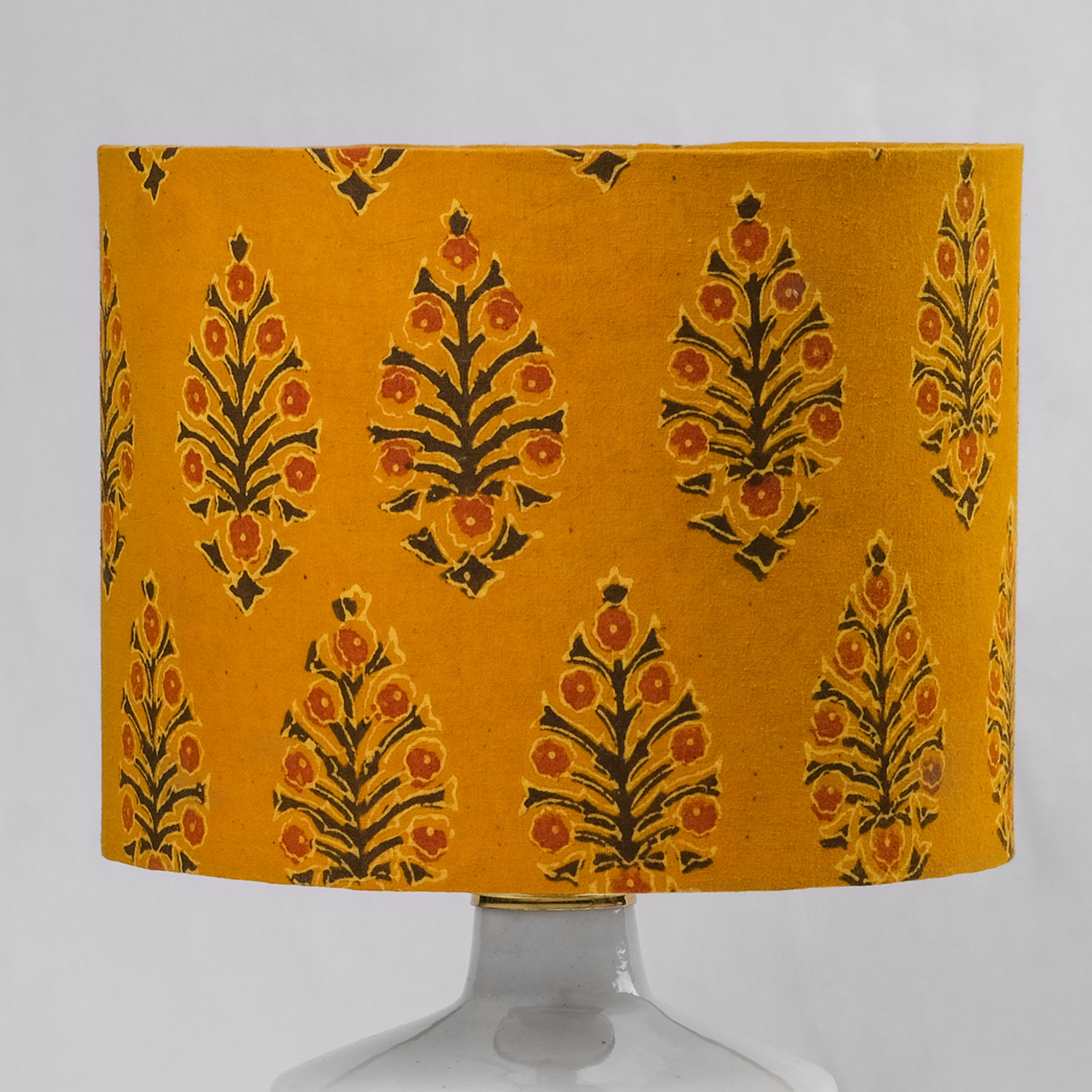 Kalamkari Mustard Drum Lampshade