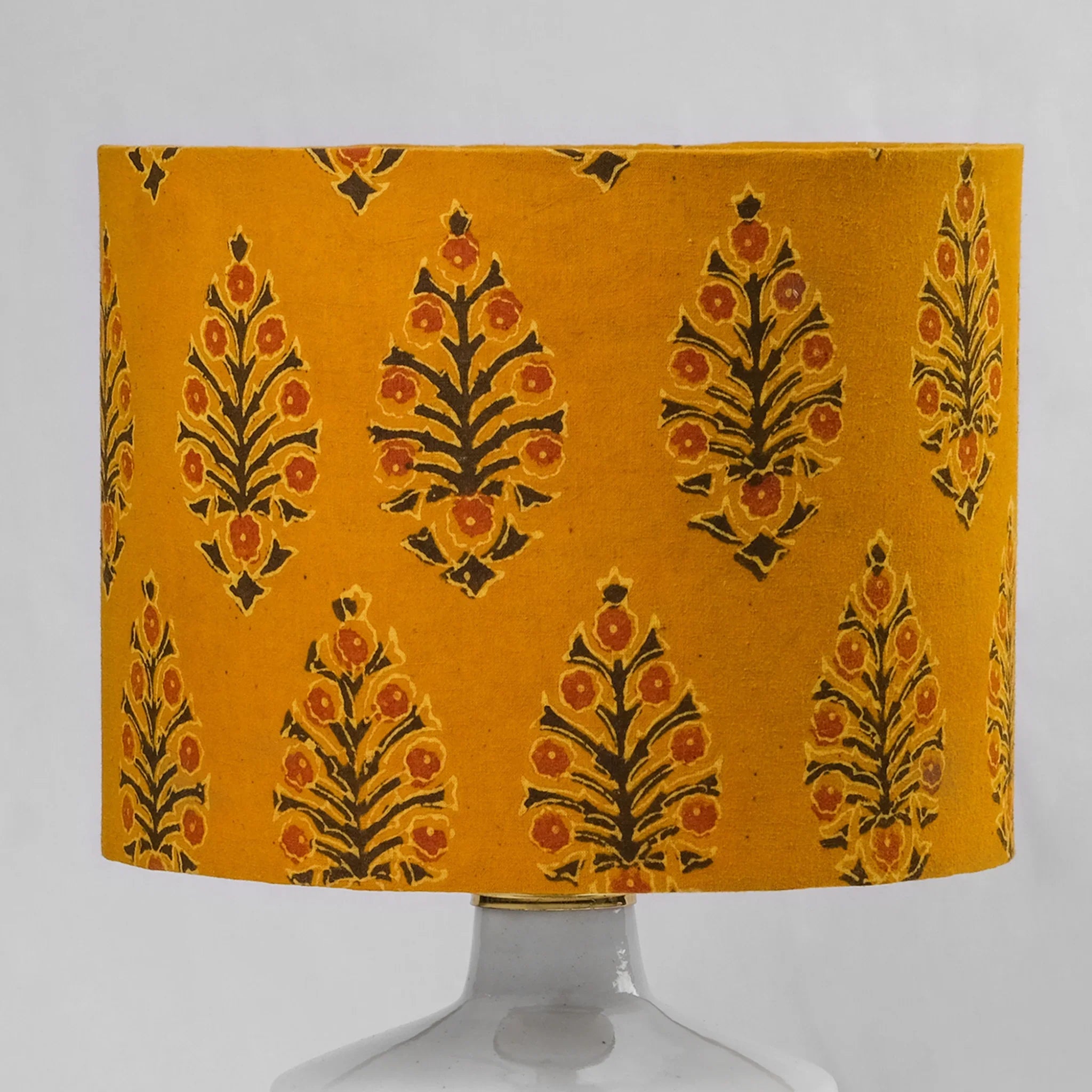 Kalamkari Mustard Drum Lampshade