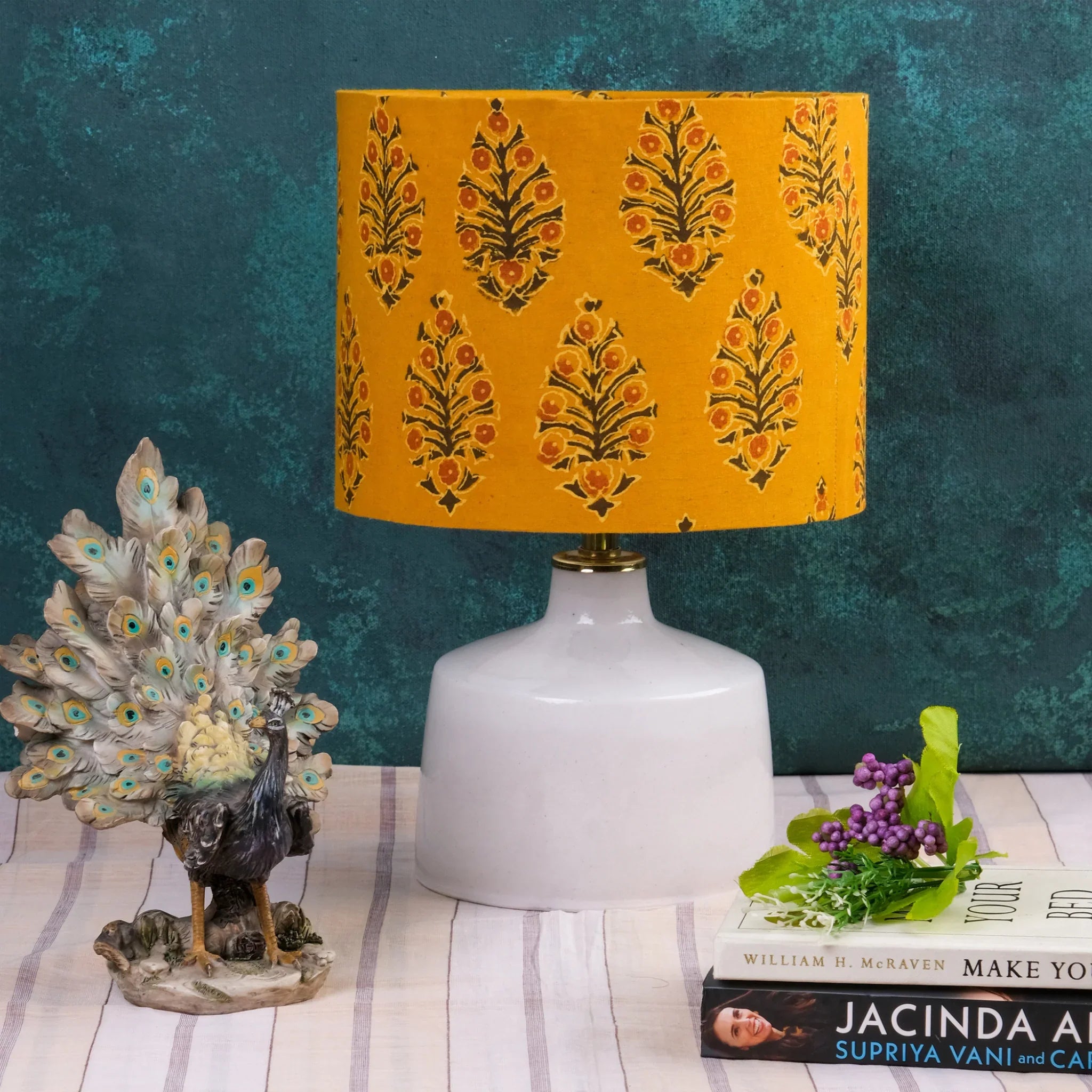 Kalamkari Mustard Drum Lampshade