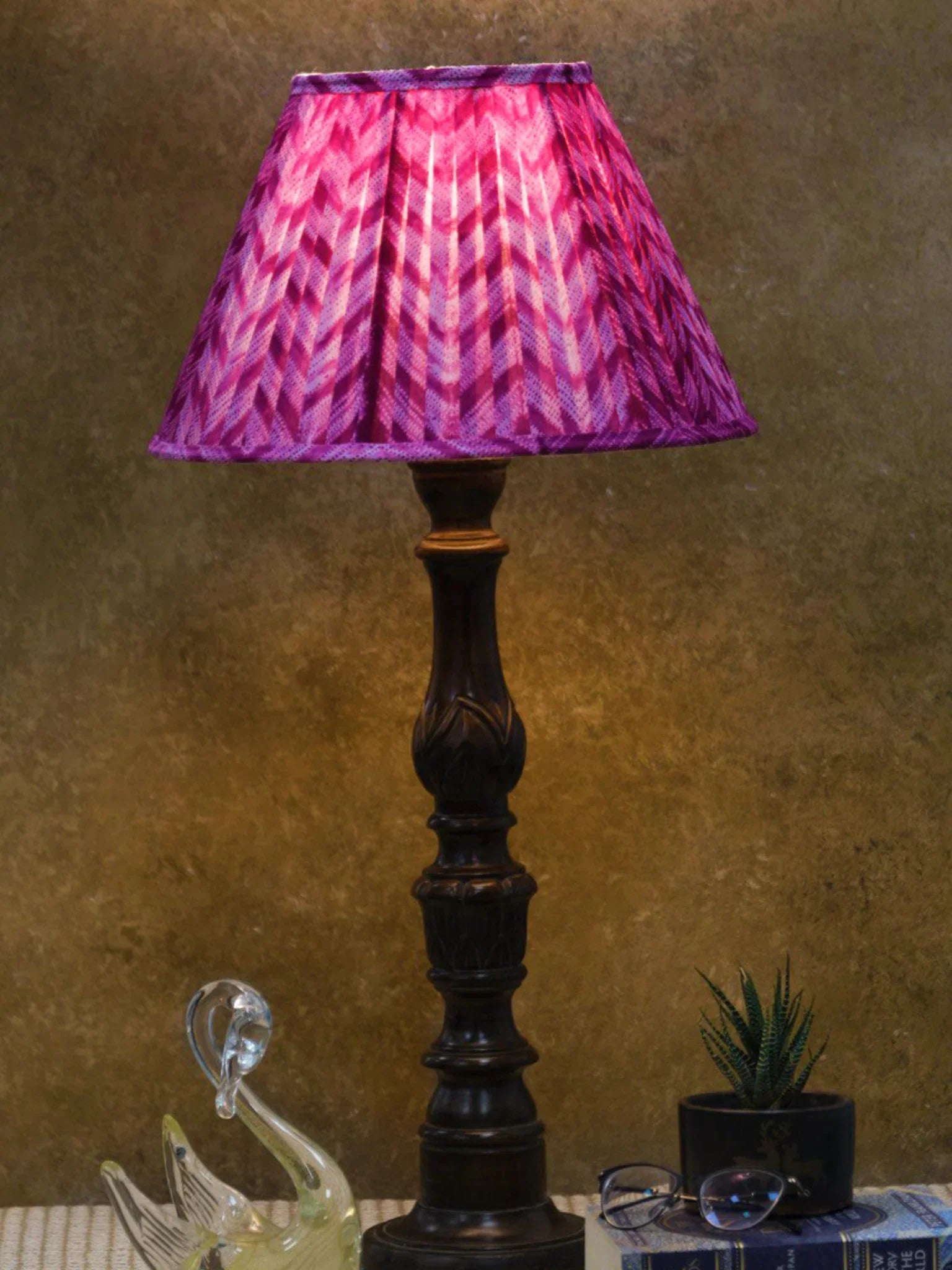 Magenta Shibori Pleated Empire Lampshade