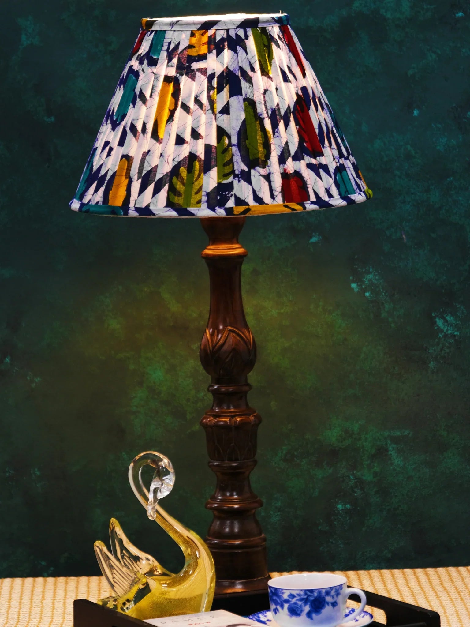 Multicolour Batik Print Pleated Empire Lampshade