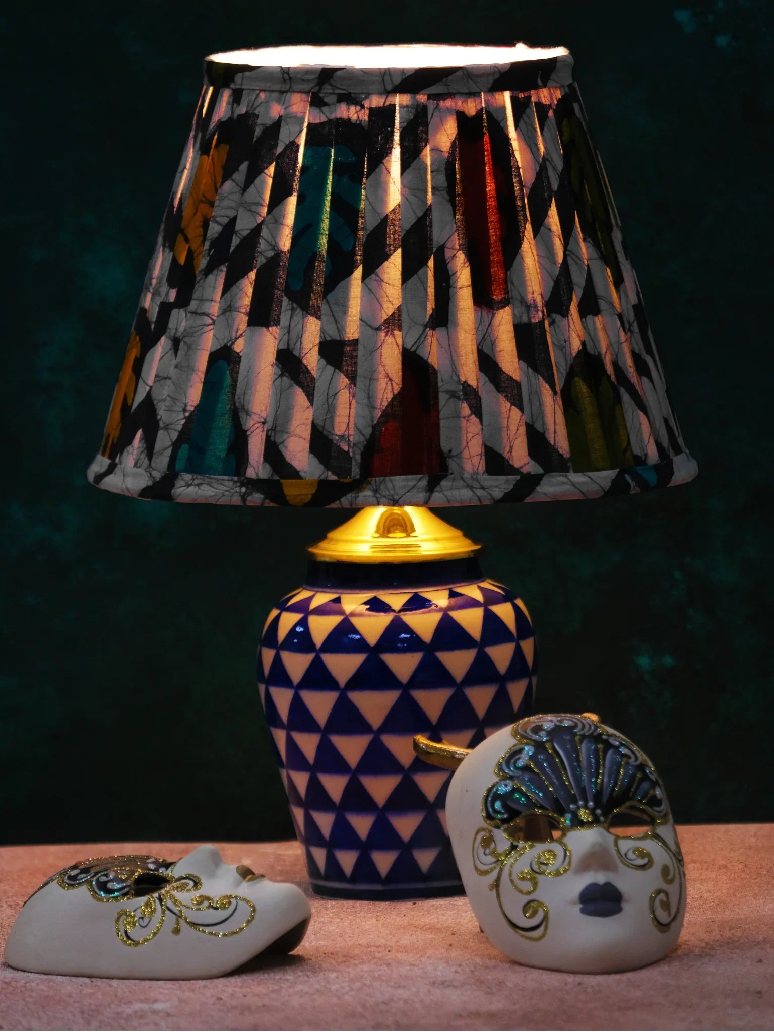 Multicolour Batik Print Pleated Empire Lampshade