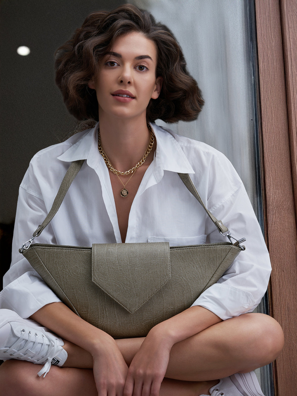 Madonna Apple Leather Tote - Olive