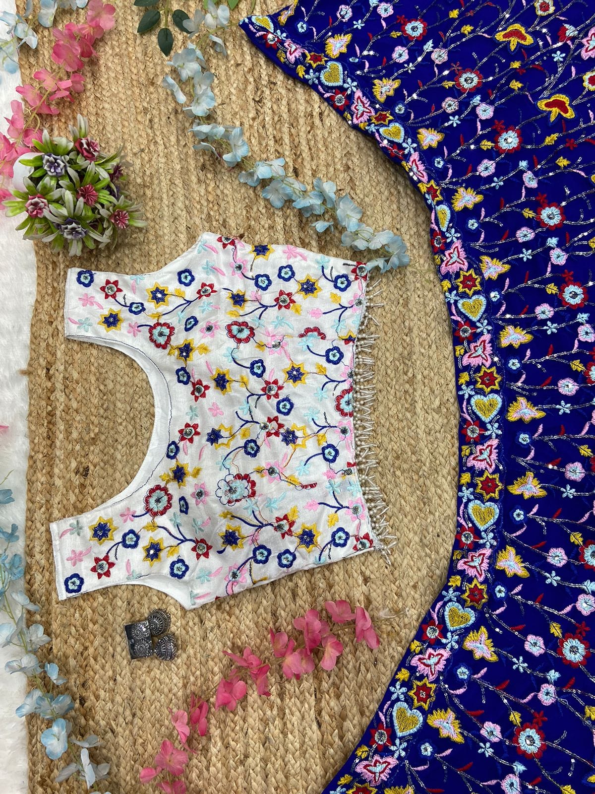 Party Wear Lehenga Choli With Beautiful Multi Color Thread Embroidery Work