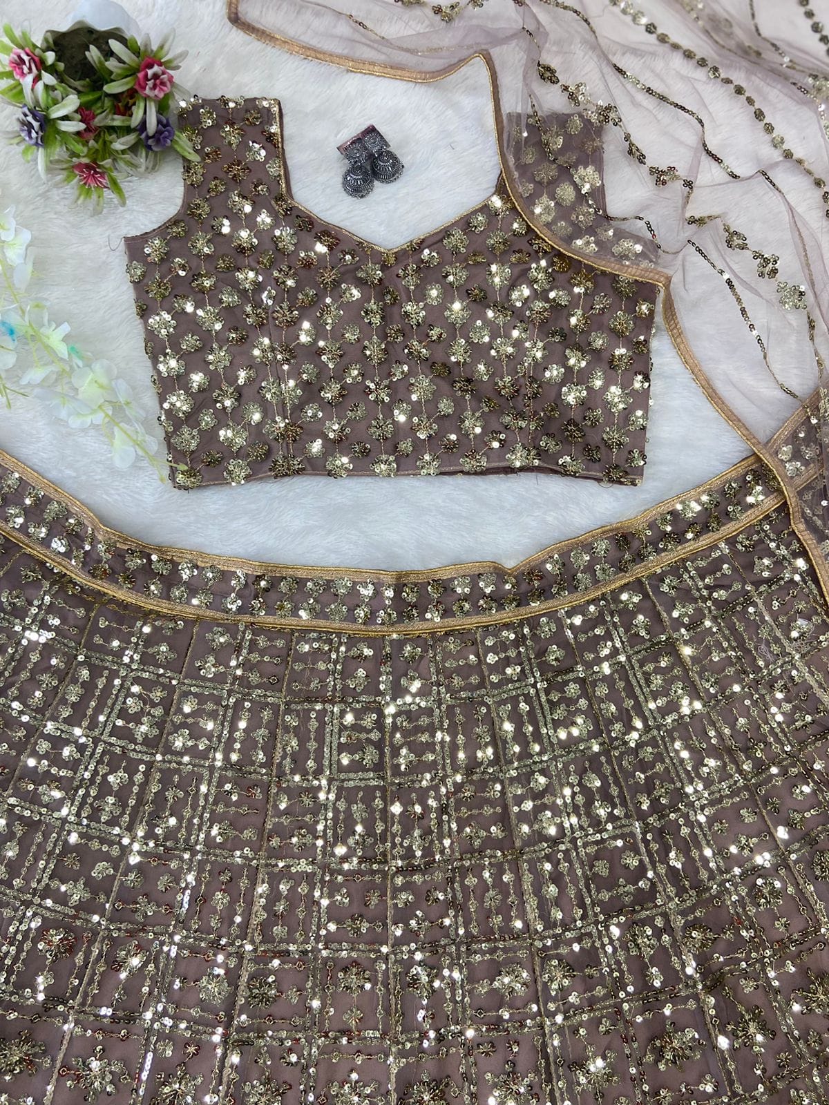 Designer Party Wear Lehenga Choli With Beautiful Multi Sequence Work