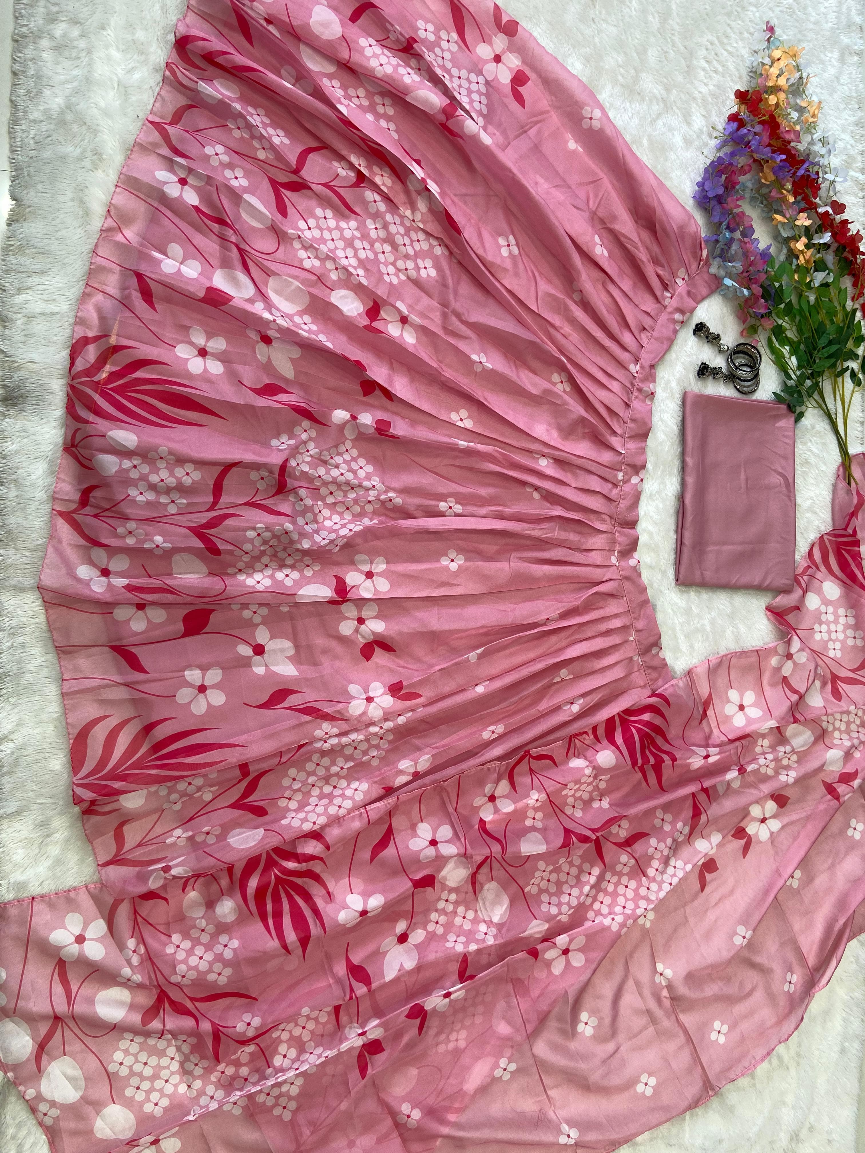 Beautiful Party Wear Lehenga Choli With Floral Print