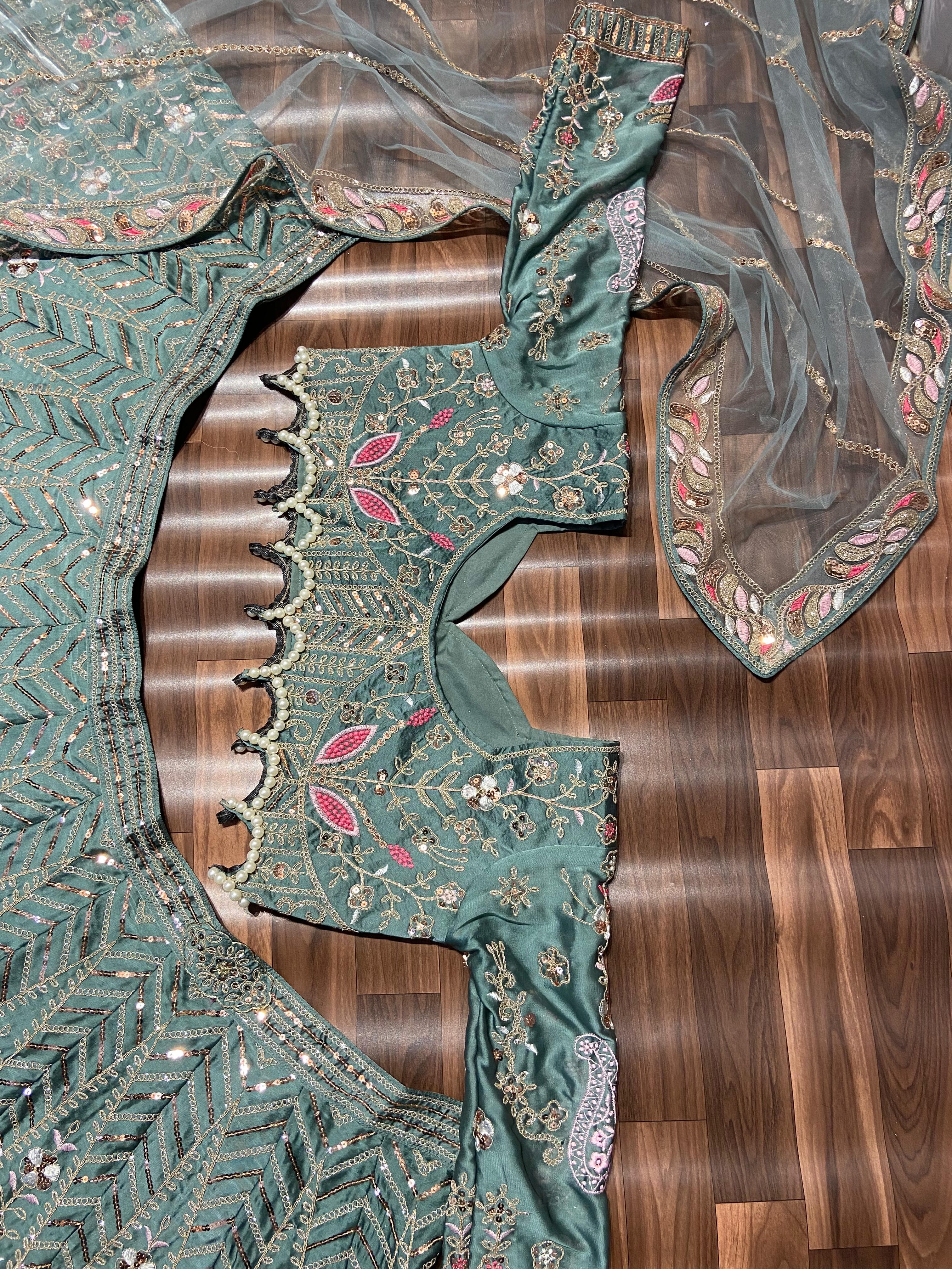 Designer Lehenga Choli With Hand Pearl Work