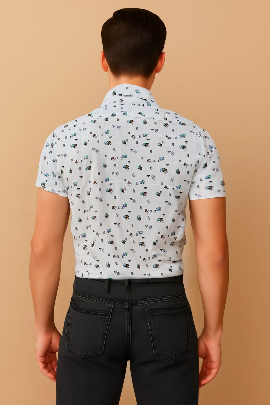 MULTICOLOR CARD PRINT WOVEN POLO