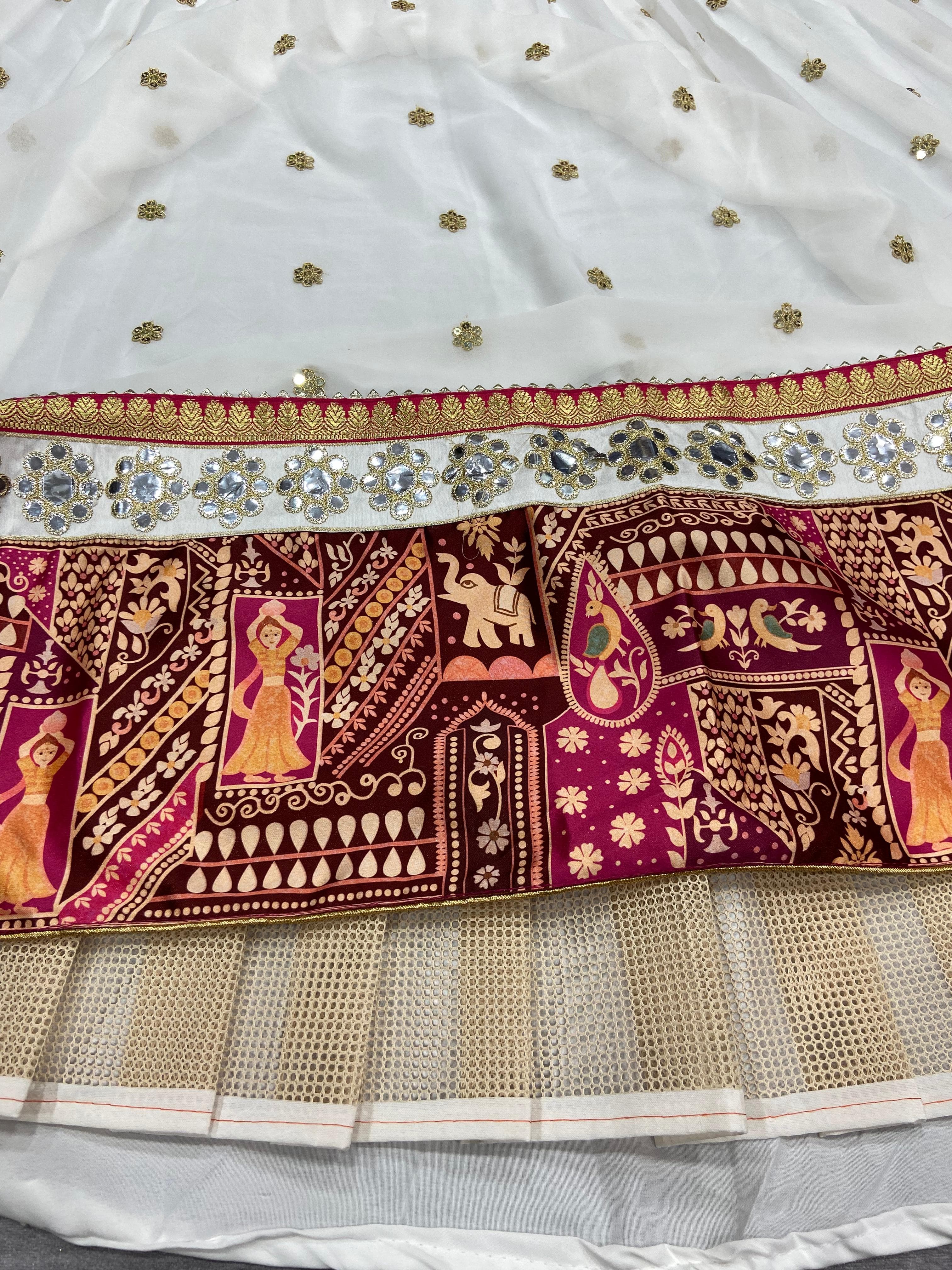 Designer Navratri Lehenga Choli With Foil Mirror Lace Work Border