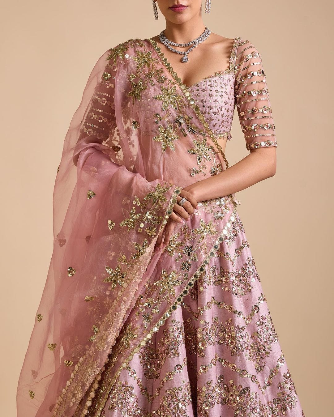 Designer Party Wear Lehenga Choli With Beautiful Multi Thread Work