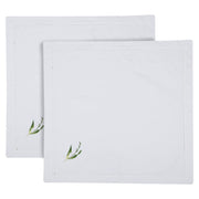 White and Green Bengal Embroidery Dinner Napkin