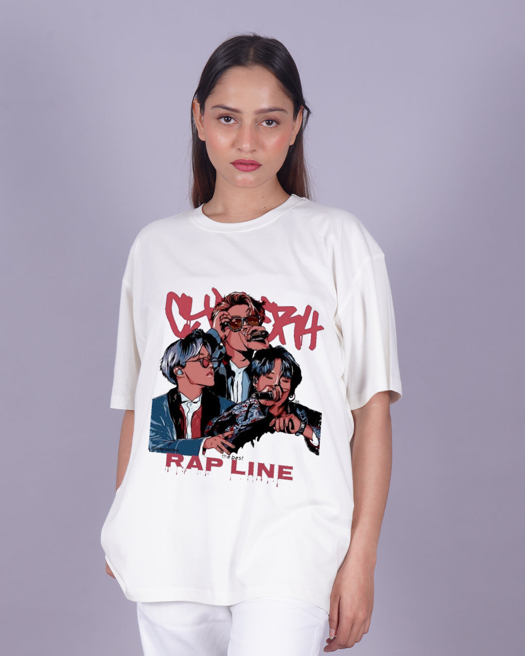 Pack Of 2 - Women BTS Oversized T-shirt - Army & Rapline