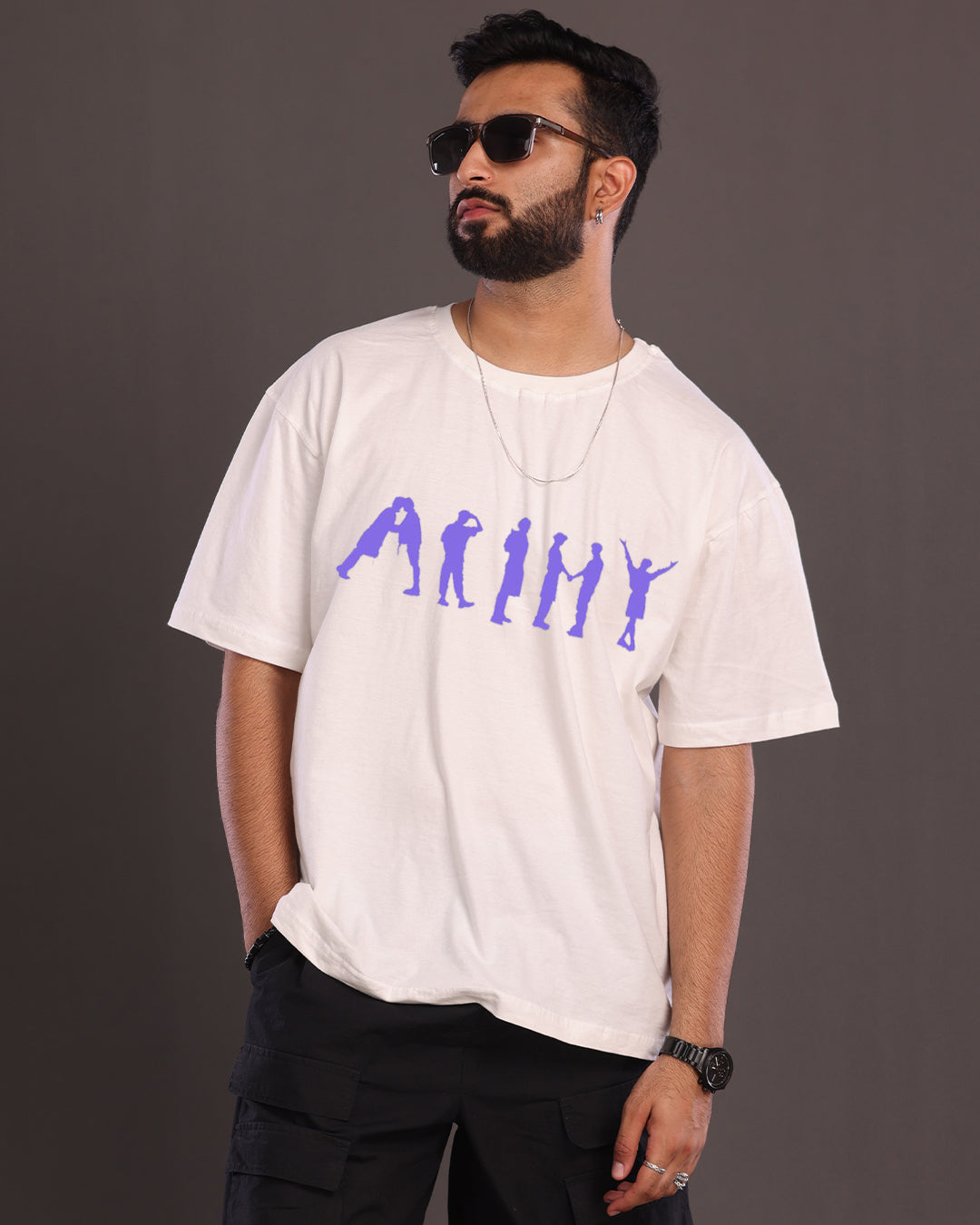 Pack Of 2 - Men's BTS Oversized T-shirt - Army
