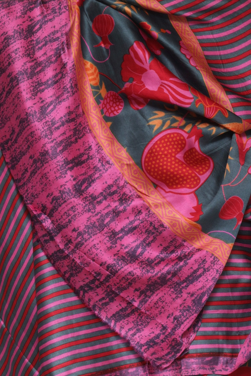 SLATE GREY MODAL SILK PRINTED UNSTITCHED SUIT SET