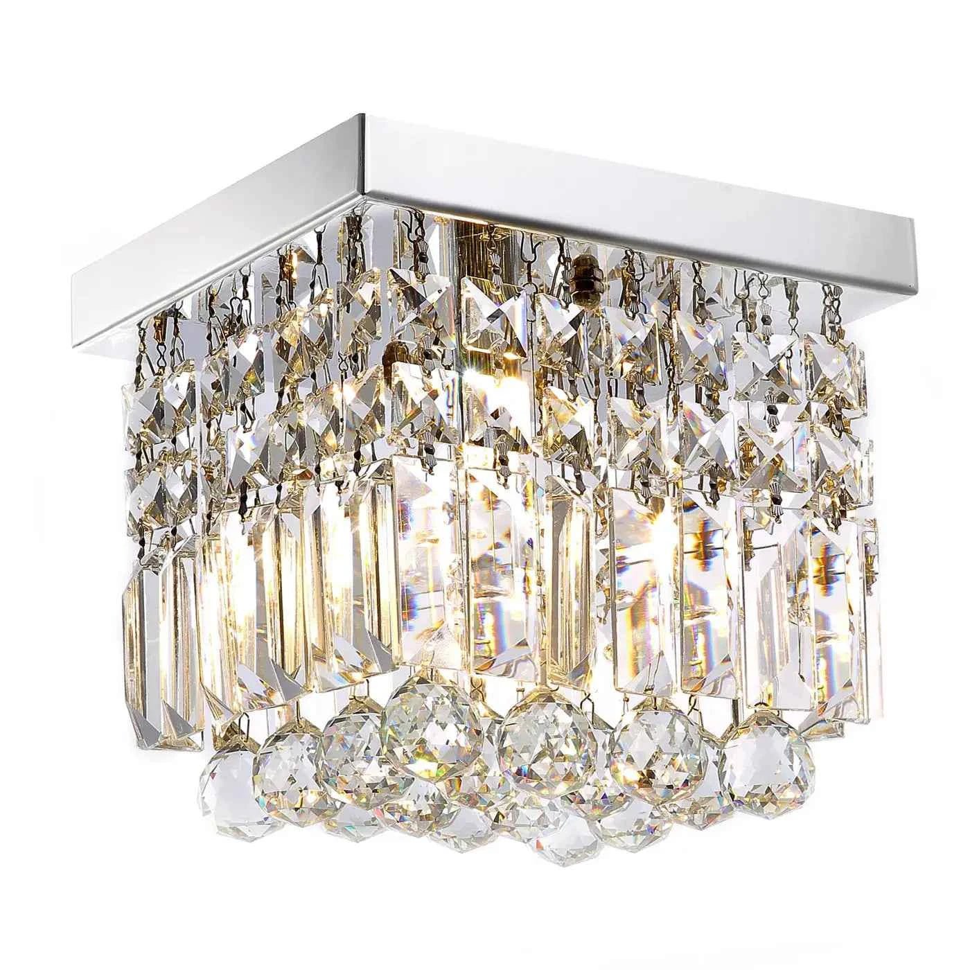 Crystal Radiance Chandelier – Mini Modern Flush Mount Crystal Ceiling Light