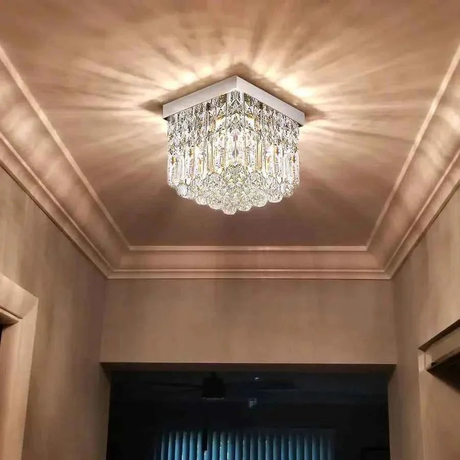 Crystal Radiance Chandelier – Mini Modern Flush Mount Crystal Ceiling Light