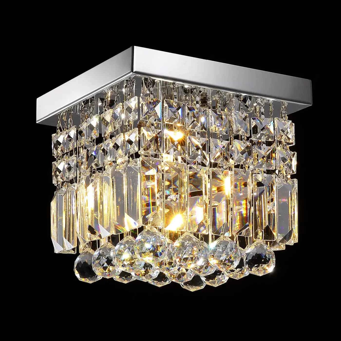 Crystal Radiance Chandelier – Mini Modern Flush Mount Crystal Ceiling Light