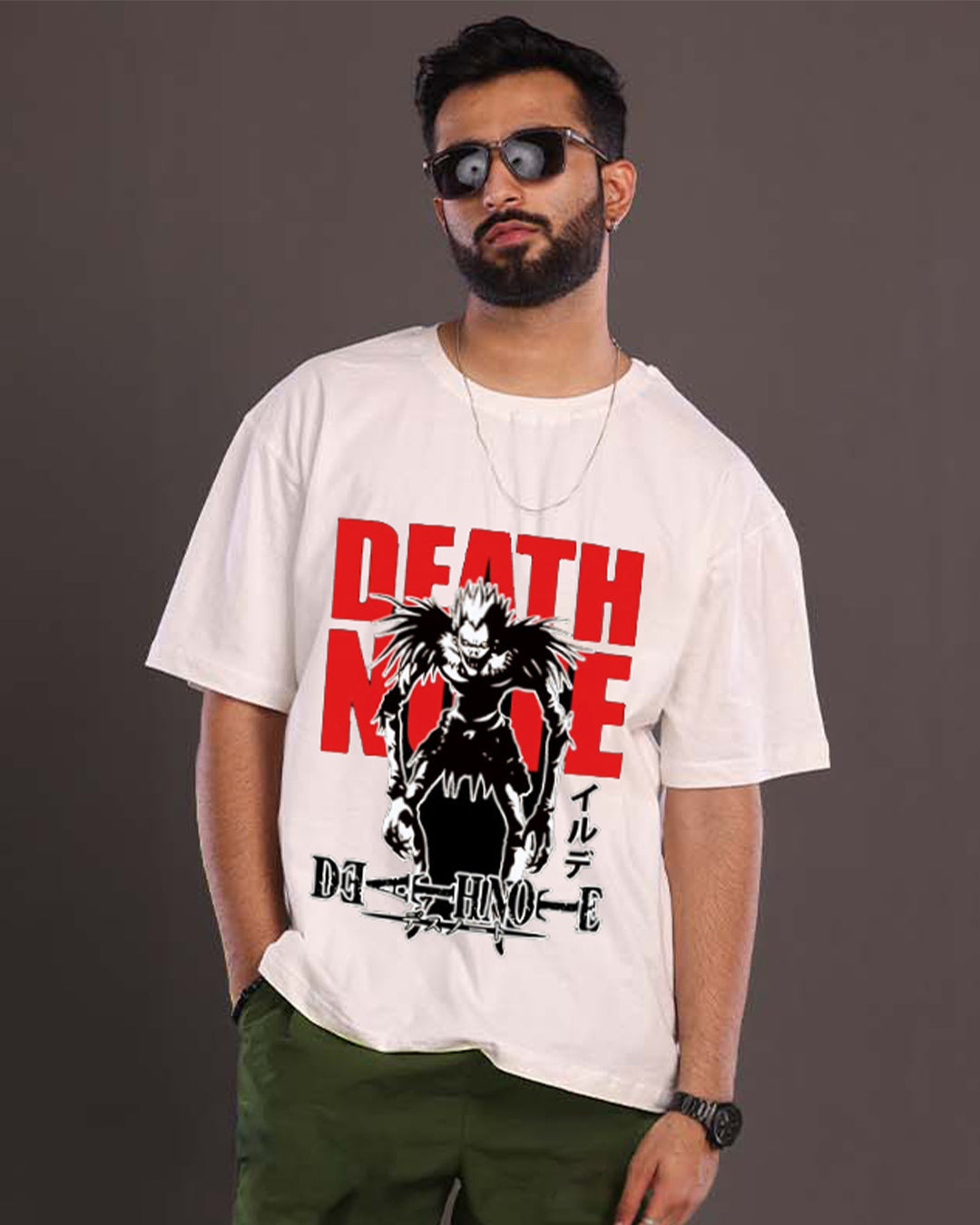 Men's White Oversized T-Shirt - Death Note