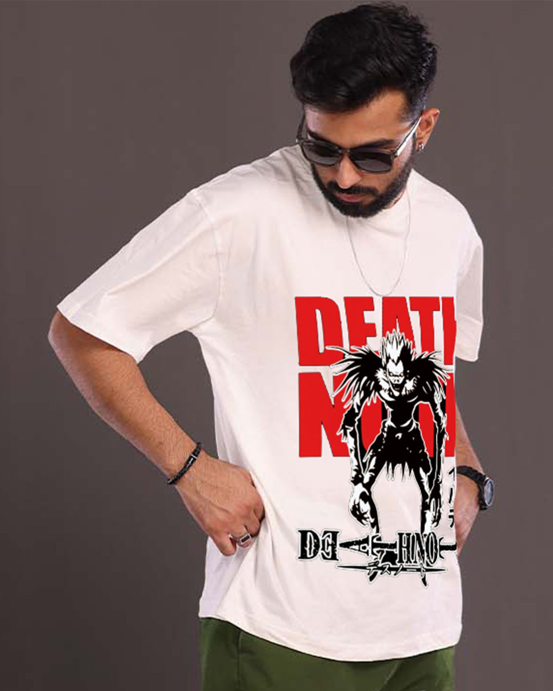 Men's White Oversized T-Shirt - Death Note