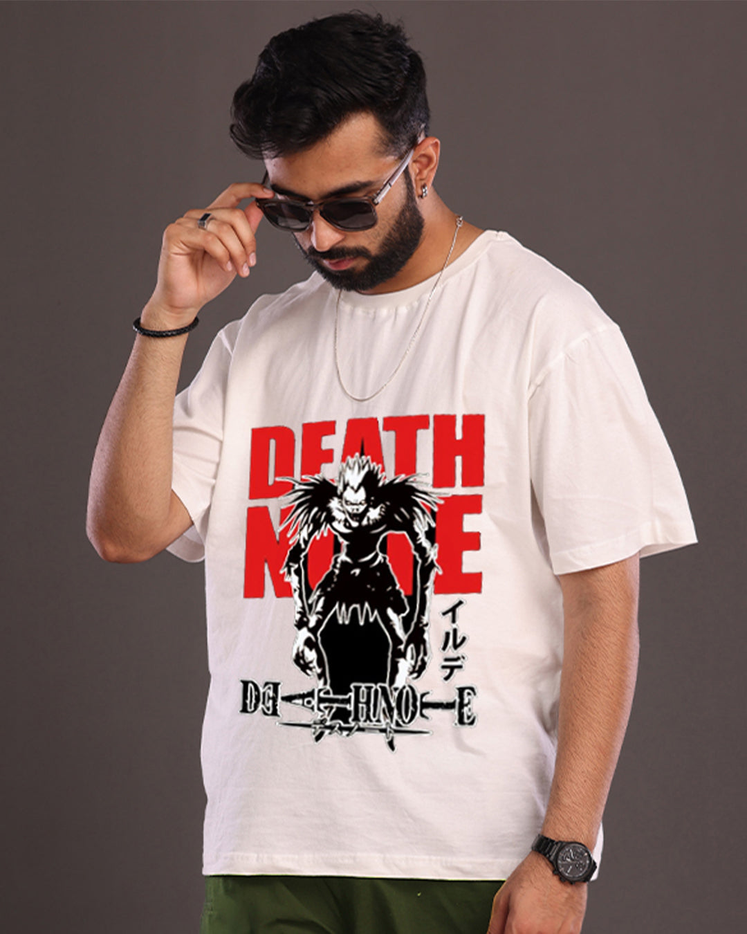 Men's White Oversized T-Shirt - Death Note