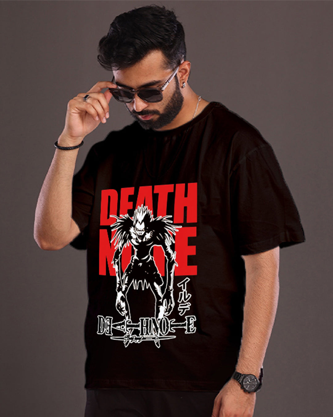 Men's Black  Oversized T-Shirt - Death Note(*)
