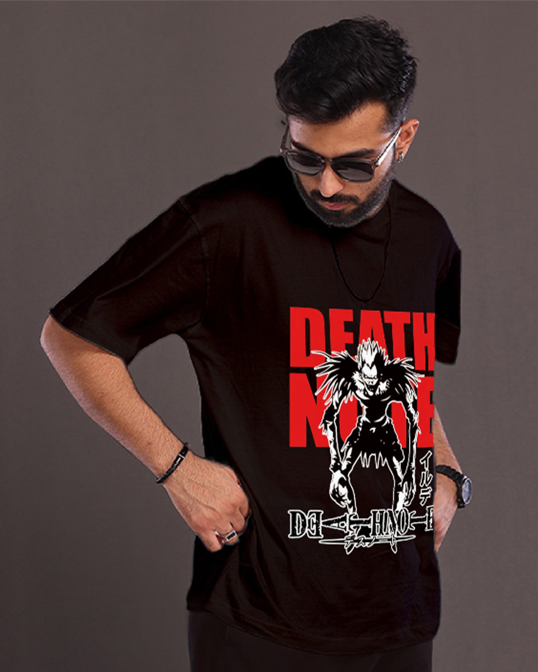 Men's Black  Oversized T-Shirt - Death Note(*)