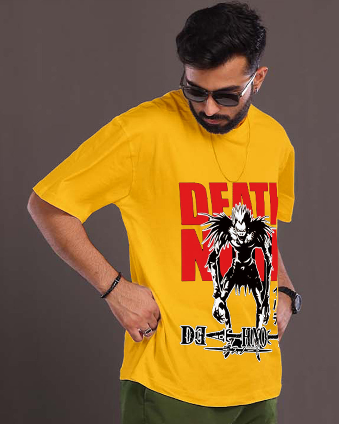 Men's Yellow Oversized T-Shirt - Death Note
