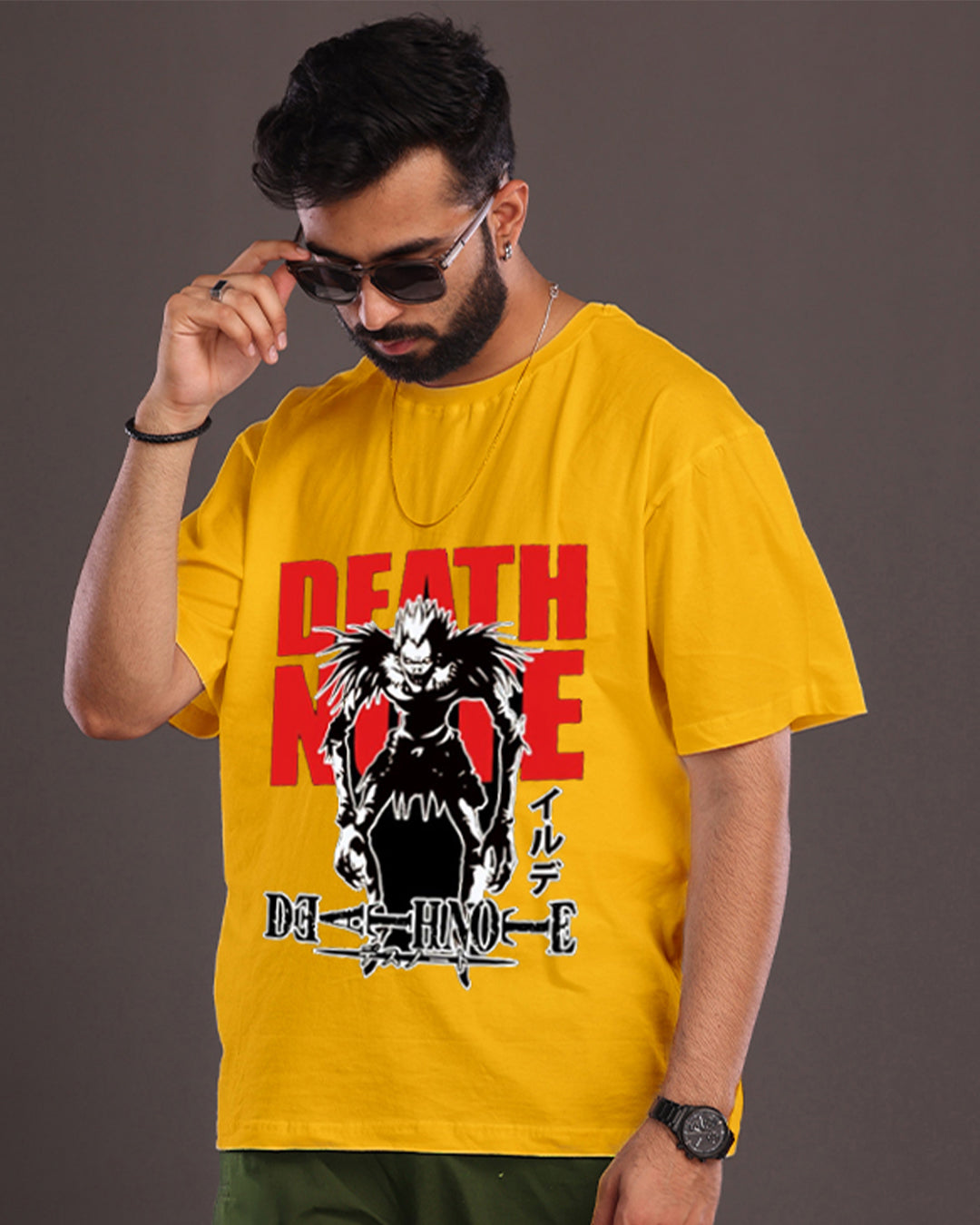 Men's Yellow Oversized T-Shirt - Death Note