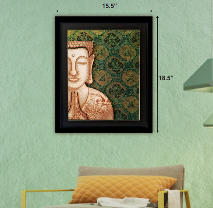 GAUTAMA BUDDHA FRAME - Geometric Print on Chanderi