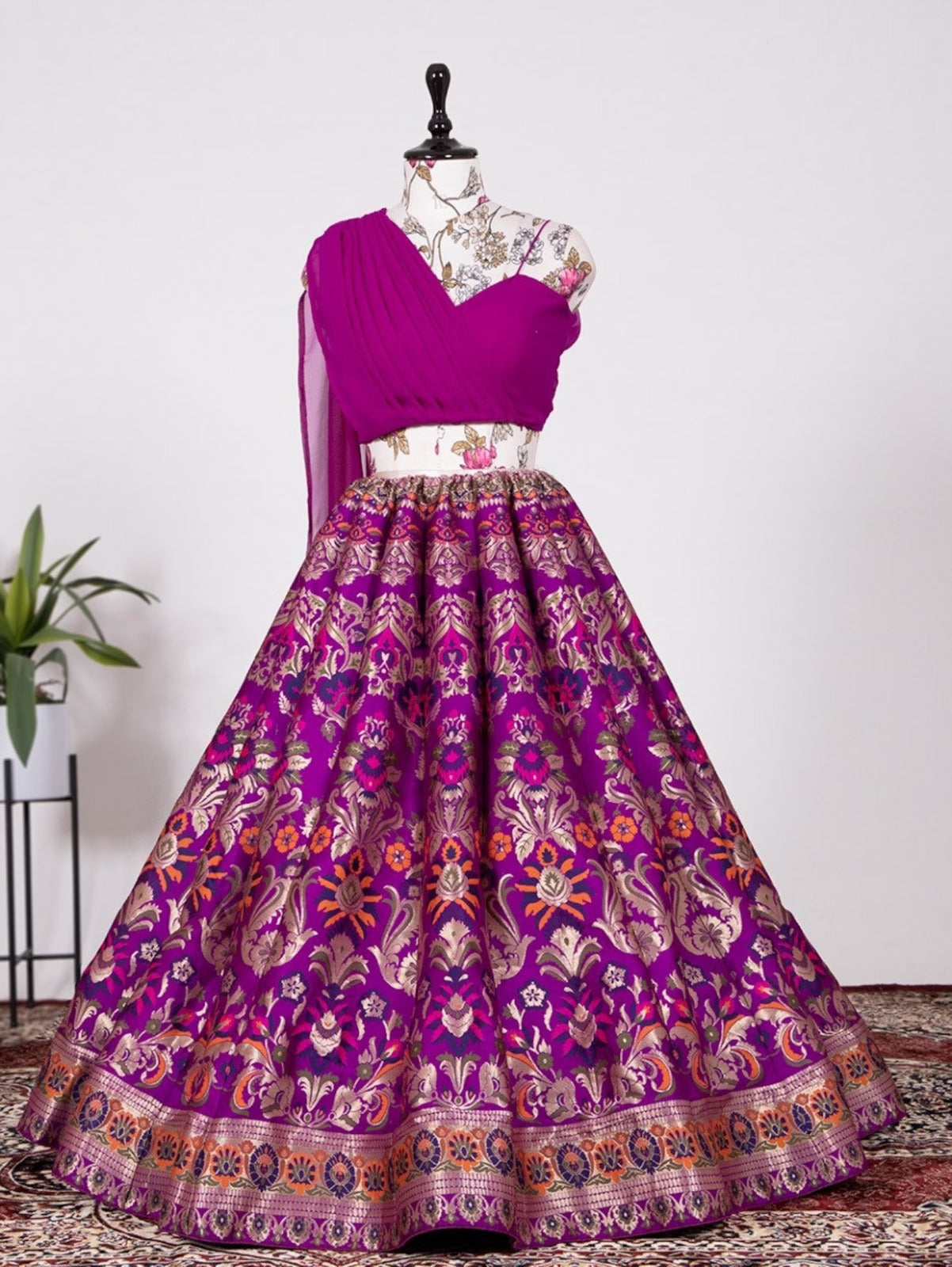 Party Wear Lehenga Choli With Zari Weaving Work