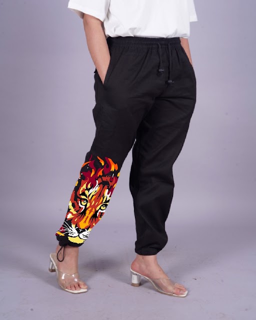 Roar with Style: Lioness' Female Black Adjustable Cargo Pants
