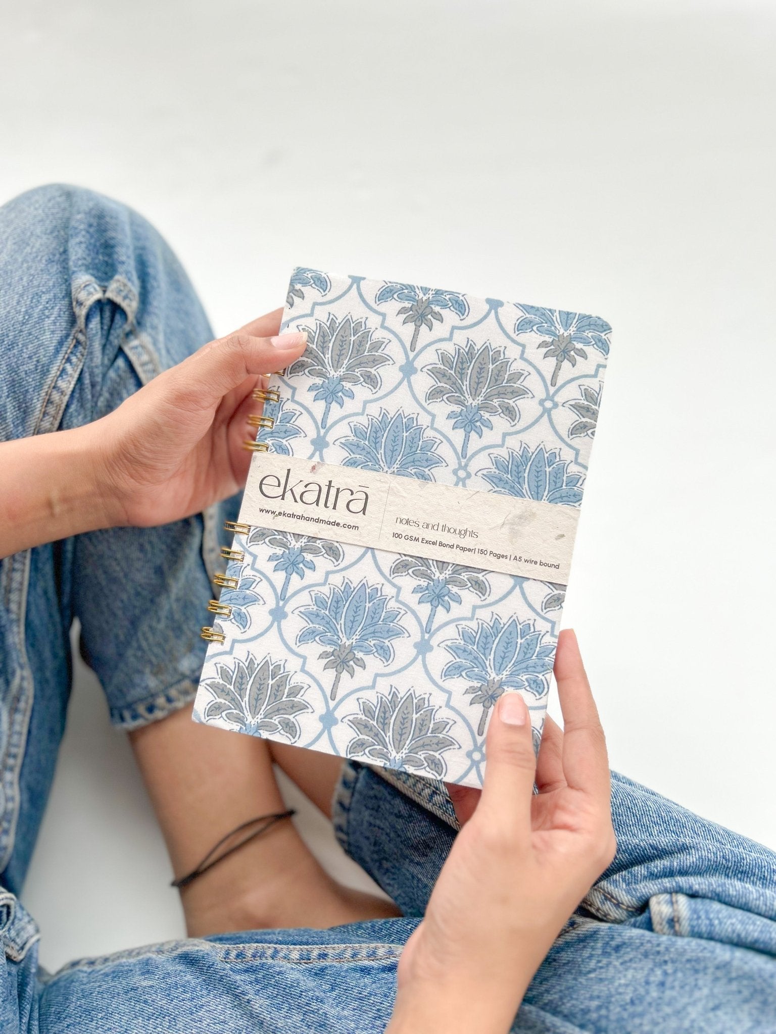 Handcrafted Sustainable A5 Wire Bound ruled 100 GSM paper Journal by Ekatra