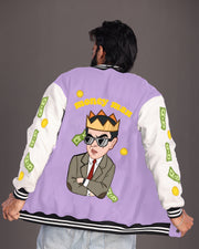 Fortune Fashion: Men's Purple Varsity Jacket - Money Man Deluxe Edition