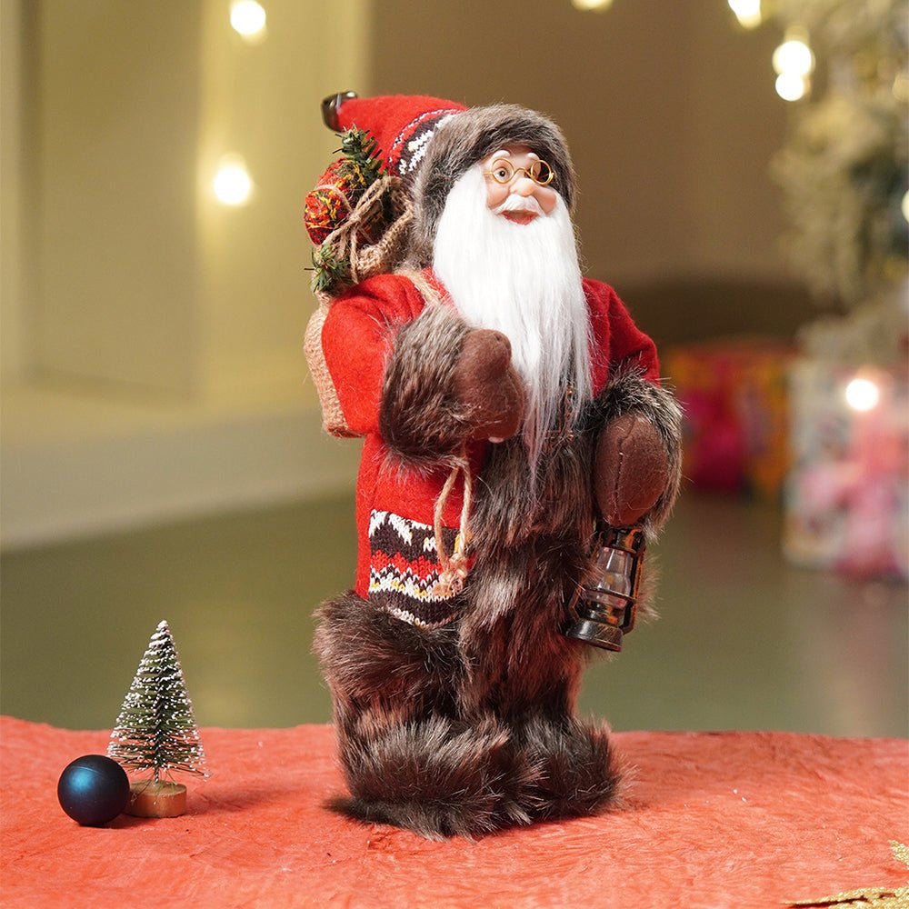 Little Surprise Box 12 inches Dark Maroon & Grey Santa Christmas Home & Table Décor