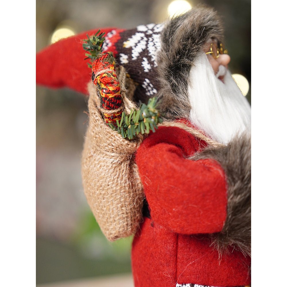 Little Surprise Box 12 inches Dark Maroon & Grey Santa Christmas Home & Table Décor