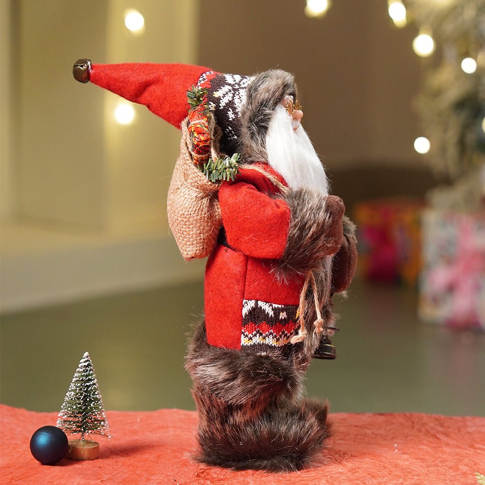 Little Surprise Box 12 inches Dark Maroon & Grey Santa Christmas Home & Table Décor