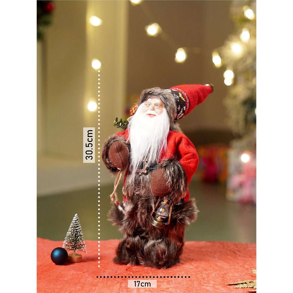 Little Surprise Box 12 inches Dark Maroon & Grey Santa Christmas Home & Table Décor