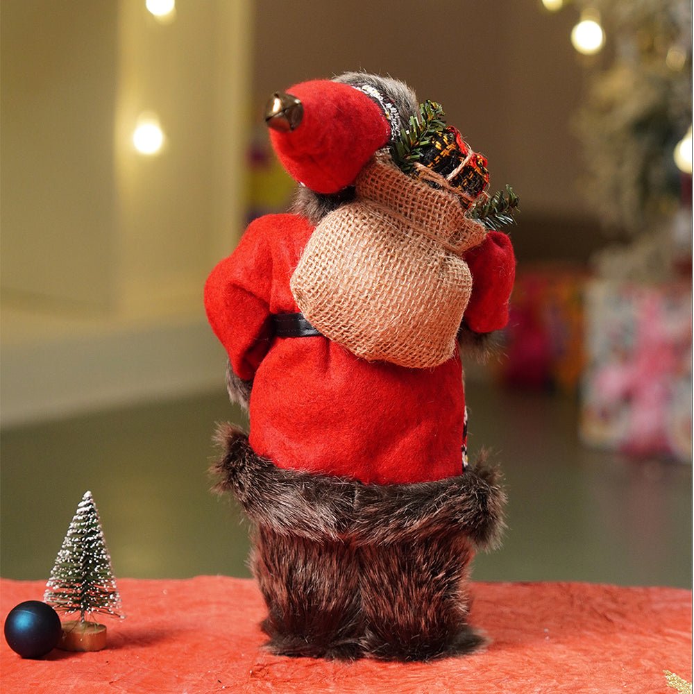 Little Surprise Box 12 inches Dark Maroon & Grey Santa Christmas Home & Table Décor