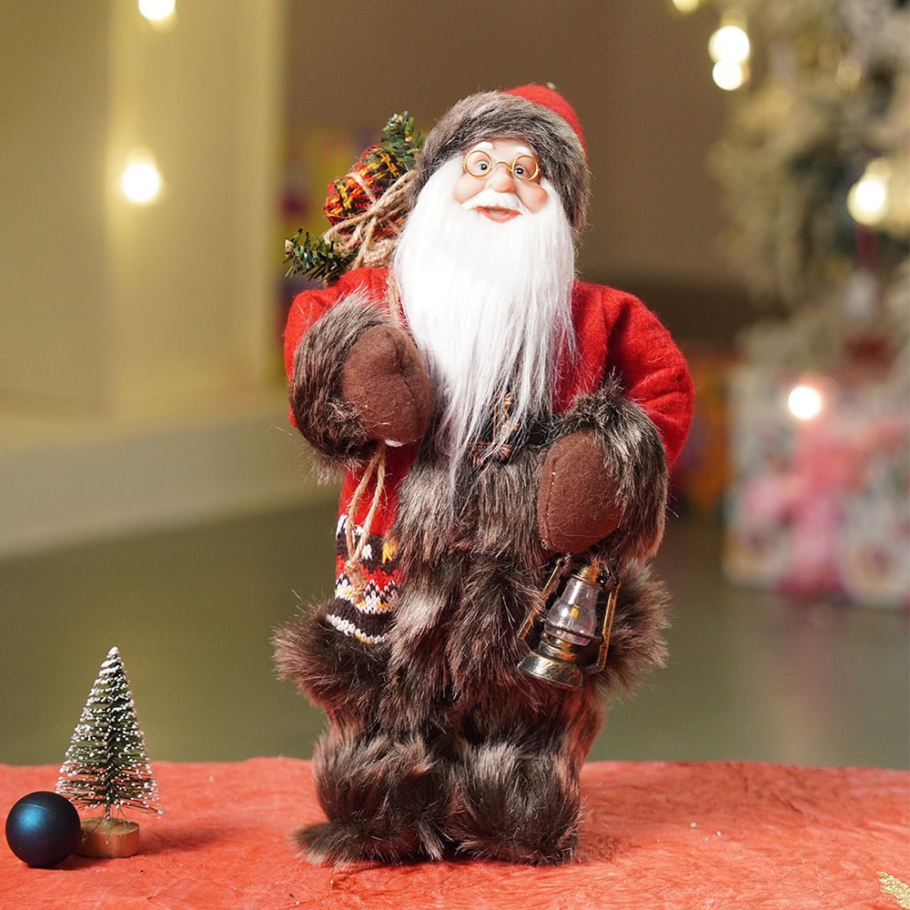 Little Surprise Box 12 inches Dark Maroon & Grey Santa Christmas Home & Table Décor