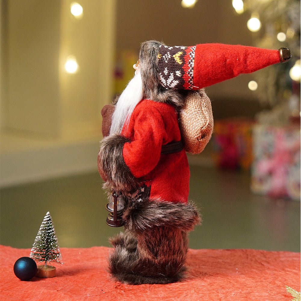 Little Surprise Box 12 inches Dark Maroon & Grey Santa Christmas Home & Table Décor