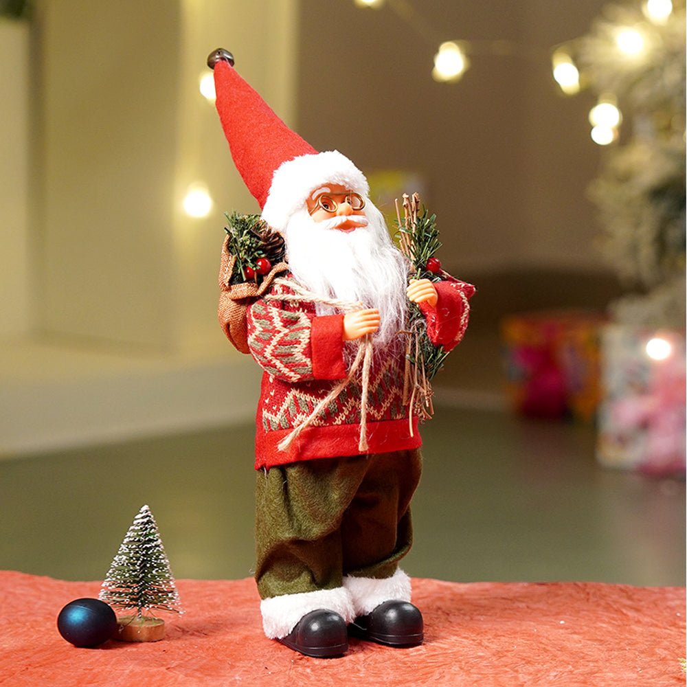 Little Surprise Box 12 inches Maroon & Olive Pants Santa Christmas Home & Table Décor