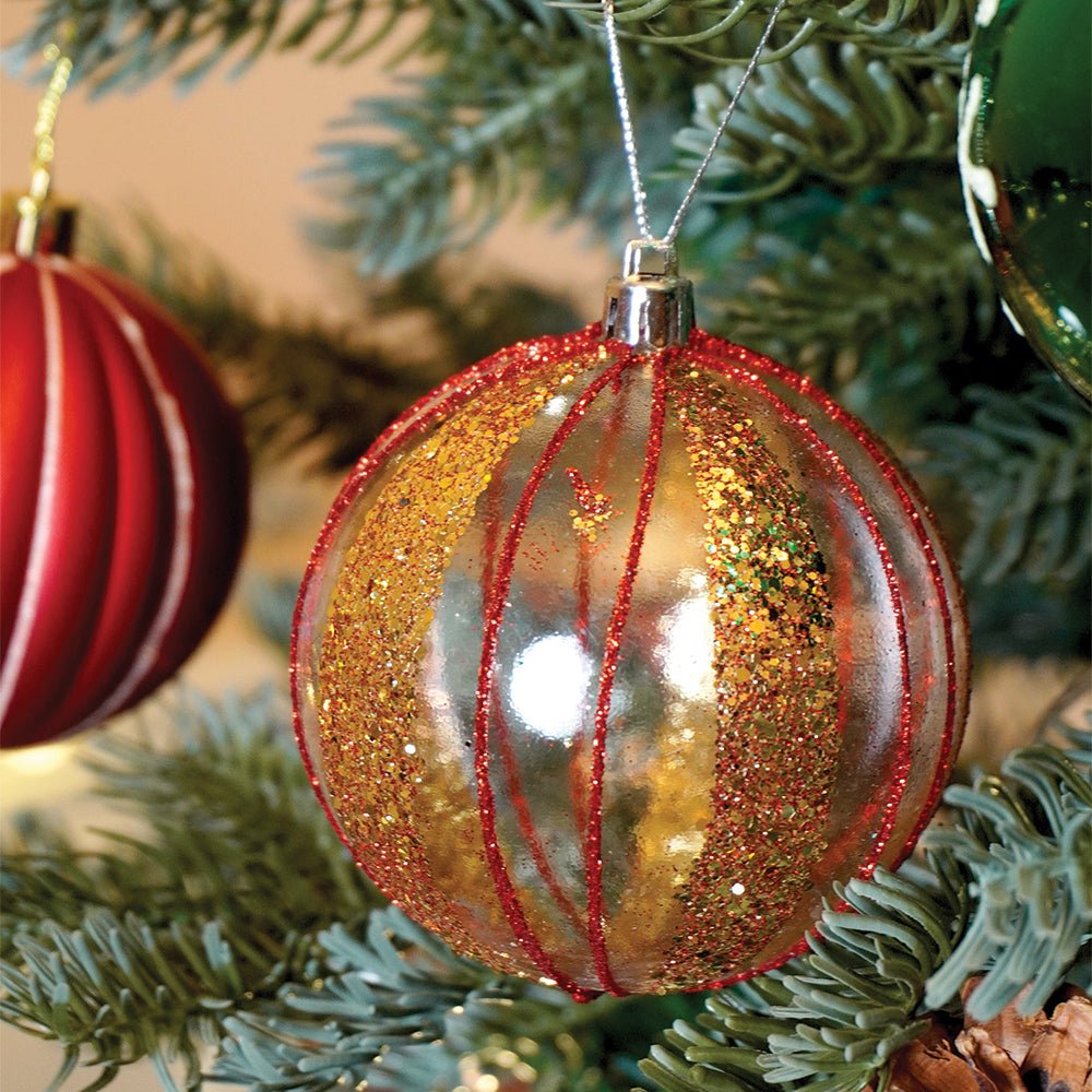 Little Surprise Box 16pcs  Stripes & Snowfall Red & Green  christmas Tree oranments XMAS Tree decoration set