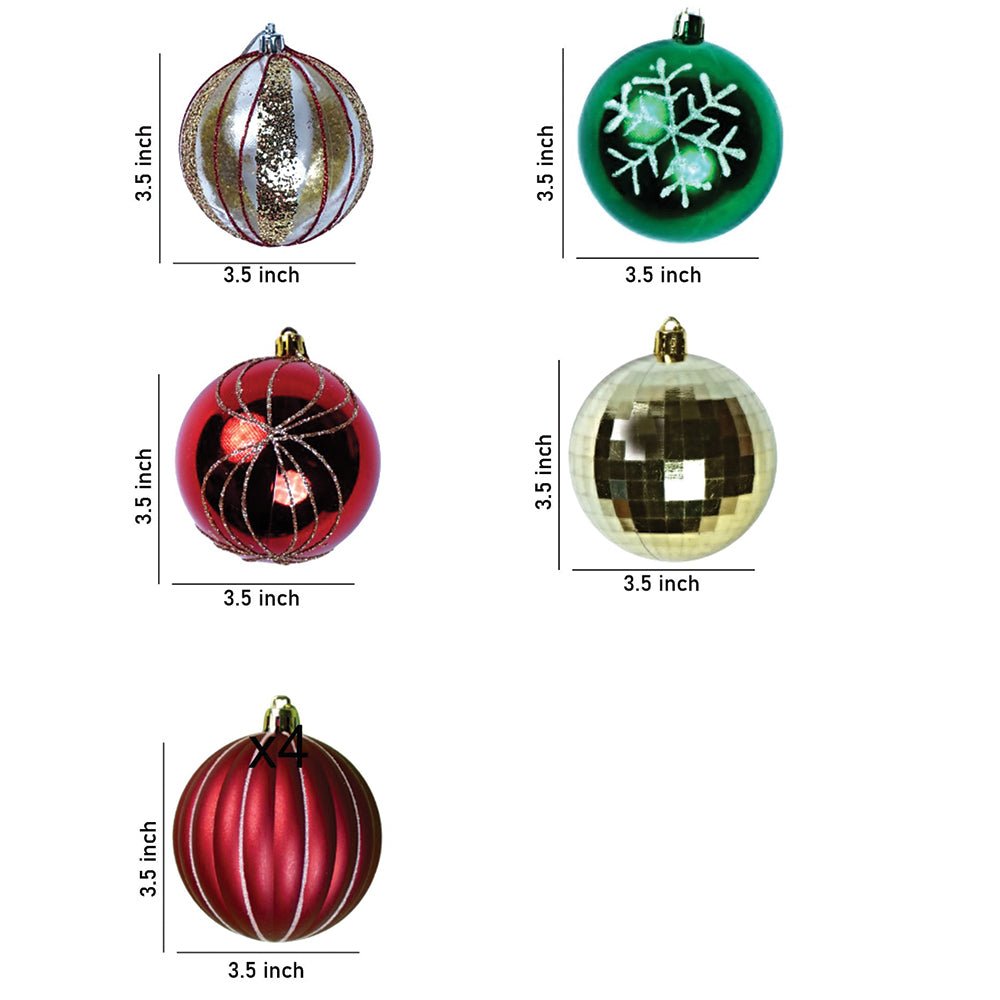 Little Surprise Box 16pcs  Stripes & Snowfall Red & Green  christmas Tree oranments XMAS Tree decoration set