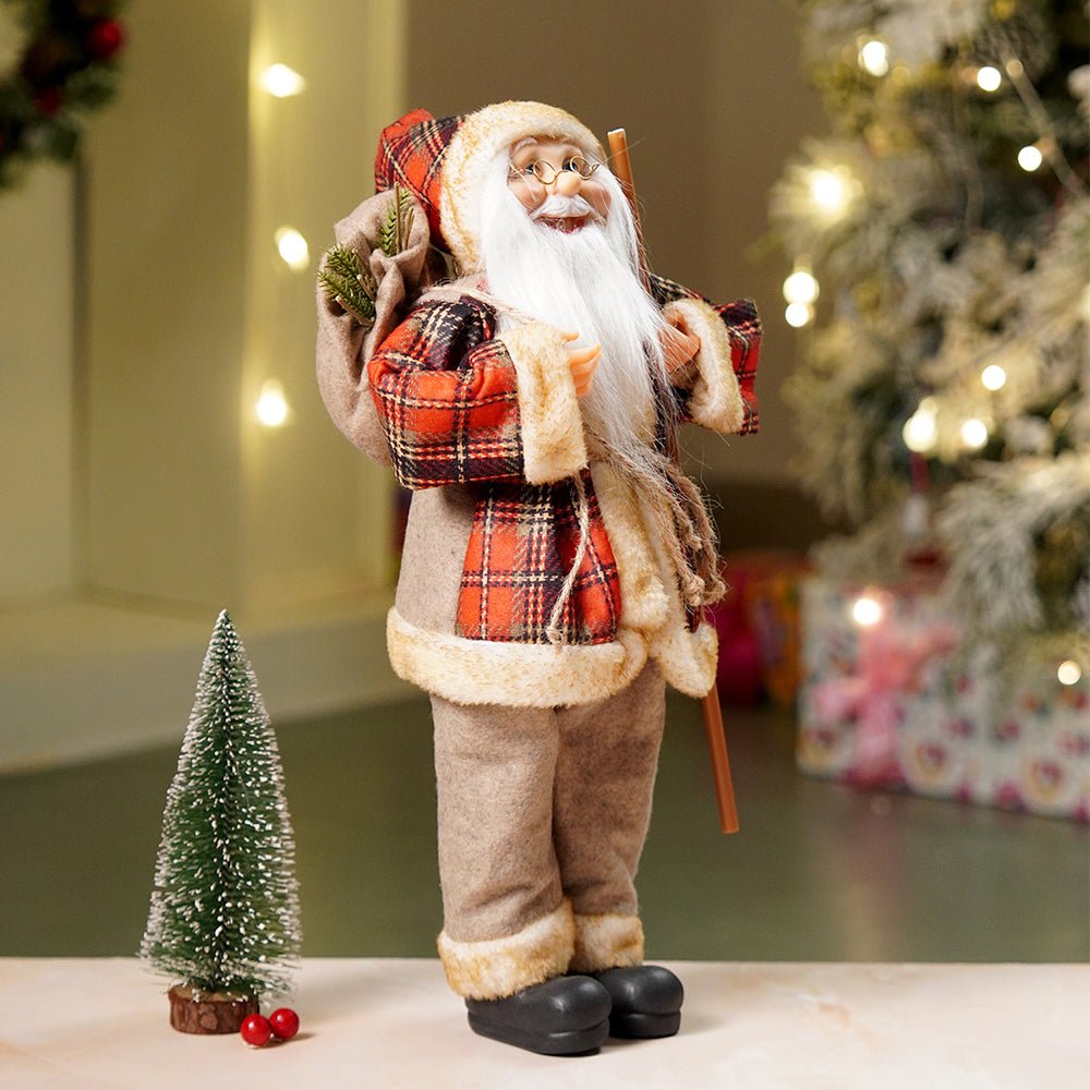 Little Surprise Box 17.5 inches Beige Furry Coat Santa Christmas Home & Table Décor