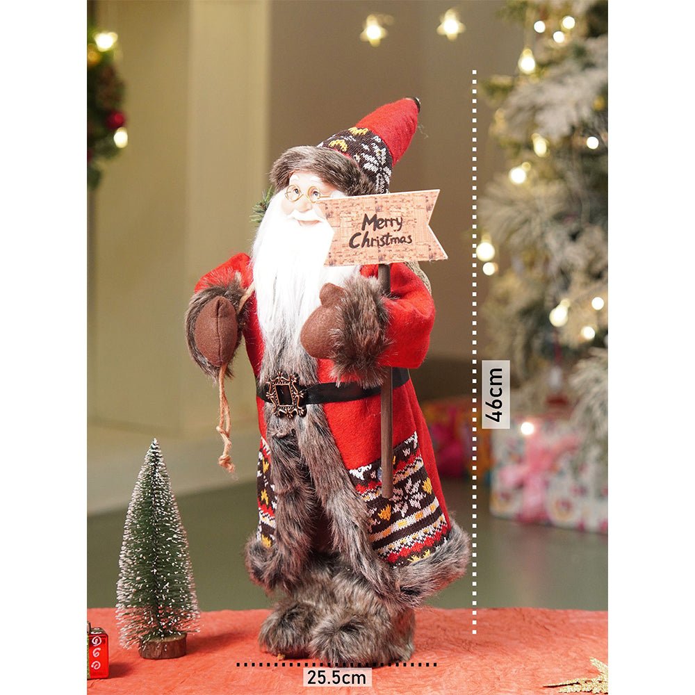 Little Surprise Box 18 inches Dark Maroon & Grey Wooden Signage Santa Christmas Home & Table Décor