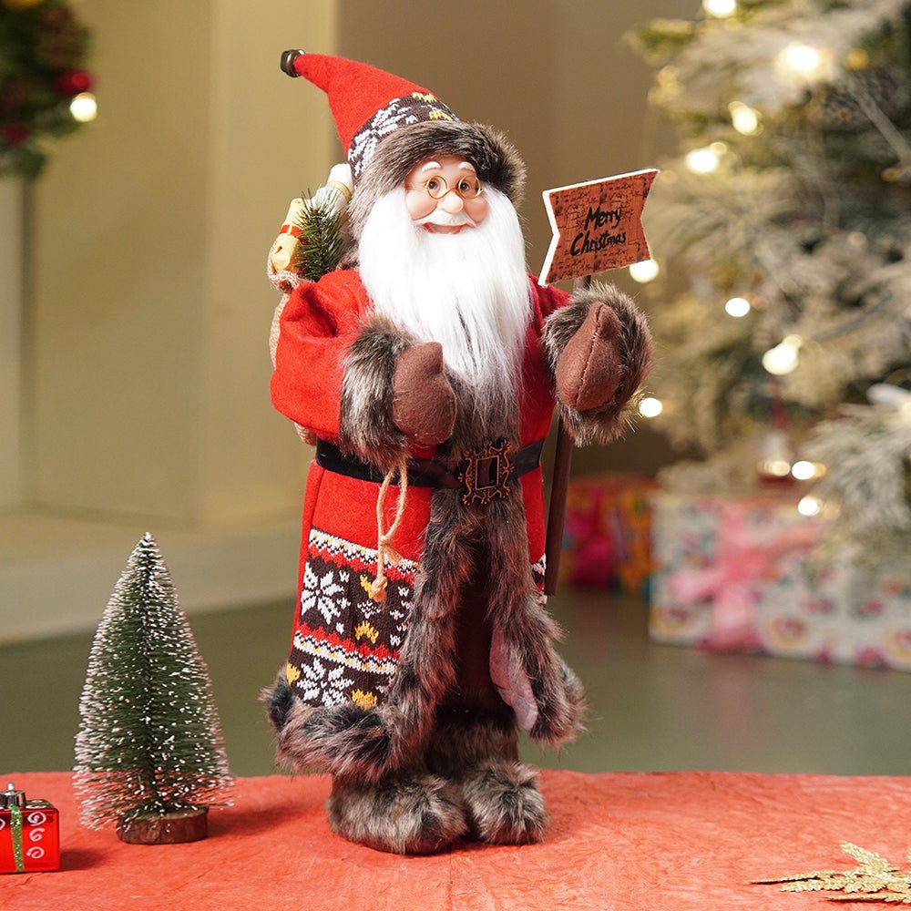 Little Surprise Box 18 inches Dark Maroon & Grey Wooden Signage Santa Christmas Home & Table Décor