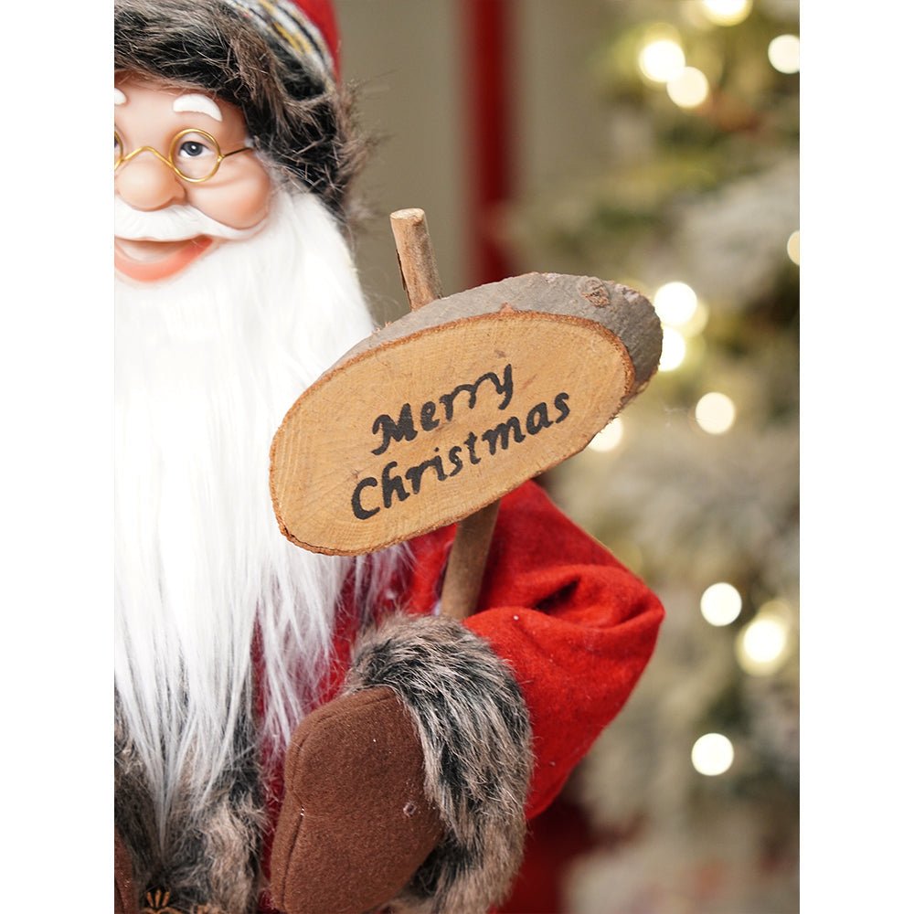 Little Surprise Box 24 inches Dark Maroon & Grey Wooden Signage Santa Christmas Home & Table Décor