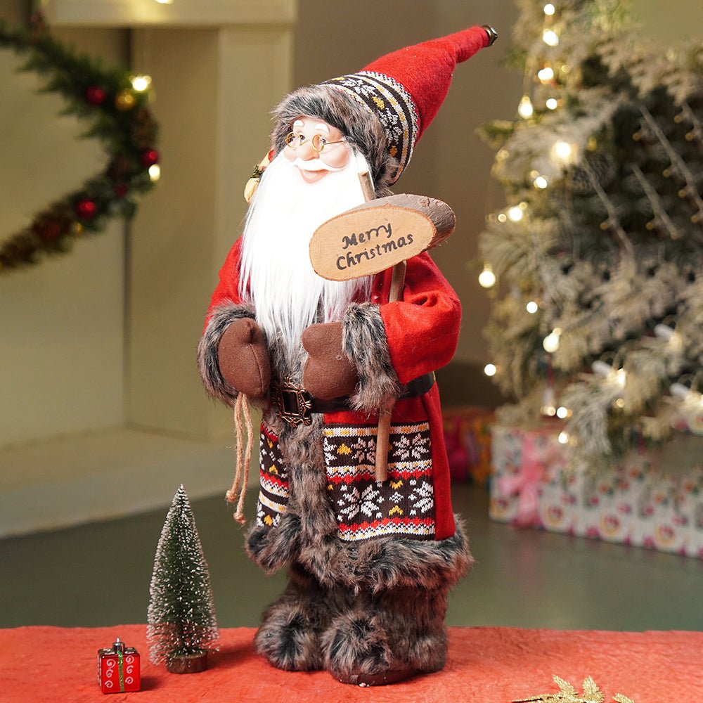 Little Surprise Box 24 inches Dark Maroon & Grey Wooden Signage Santa Christmas Home & Table Décor