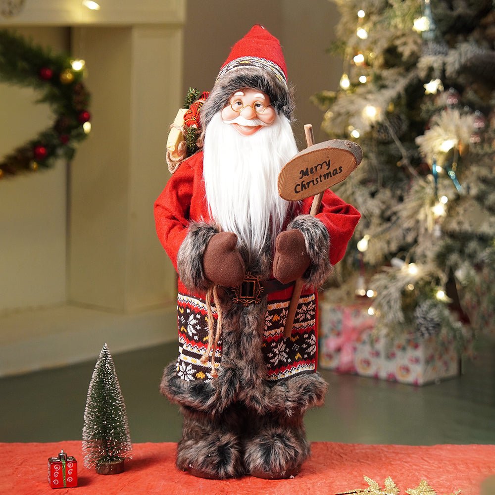 Little Surprise Box 24 inches Dark Maroon & Grey Wooden Signage Santa Christmas Home & Table Décor