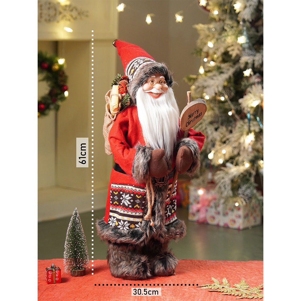 Little Surprise Box 24 inches Dark Maroon & Grey Wooden Signage Santa Christmas Home & Table Décor